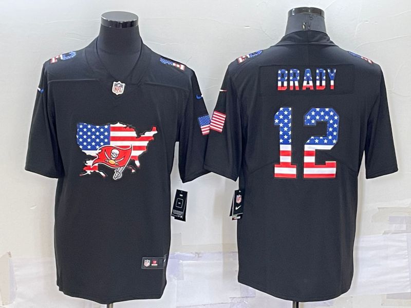 Men Tampa Bay Buccaneers 12 Brady Black Map Flag Nike 2022 Limited NFL Jersey